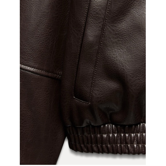 Zara FAUX LEATHER BOMBER JACKET - Picture 7 of 8